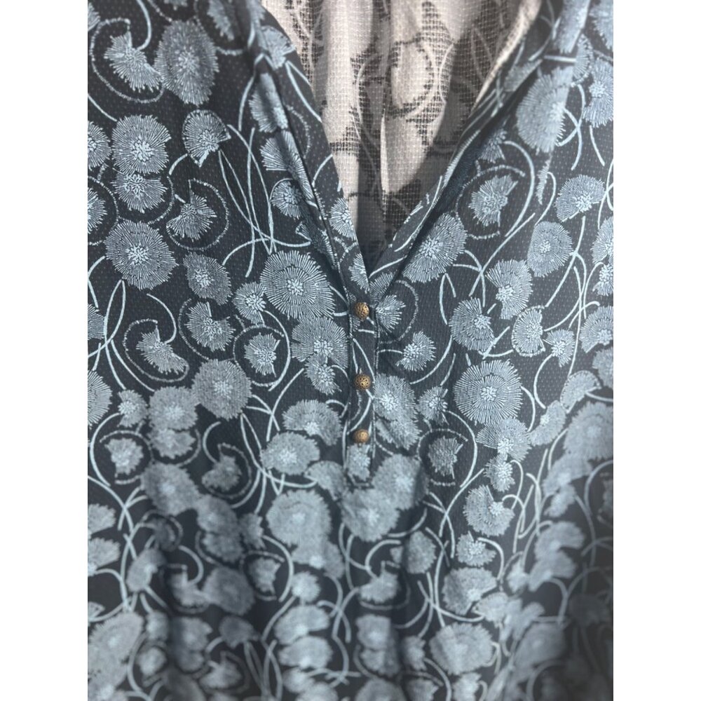 Anthropologie Maeve Collette Peasant Floral Black-Blue Blouse Small Long Sleeve - Picture 6 of 12